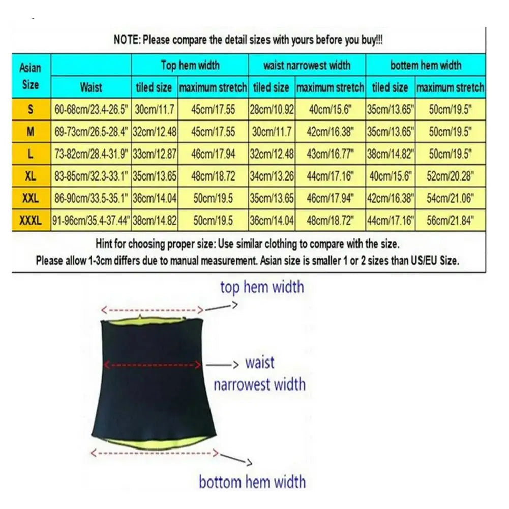 Sauna Waist Trimmer Belly Wrap Workout Sport Sweat Band Abdominal Trainer Weight Loss Body Shaper Tummy Control Slimming Belt