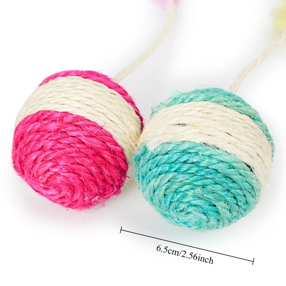 1Pc Cat Toy Sisal Scratching Ball  Pet Cat Supplies Feather Toy  Cat Toys Interactive Training Interactive Toy for Kitten