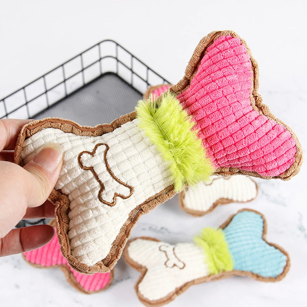 1PC Pet Sound Grinding Teeth Bite Resistant Cat Dog Plush Toy Supplies Corn Kernels Bone