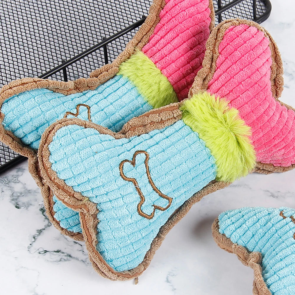 1PC Pet Sound Grinding Teeth Bite Resistant Cat Dog Plush Toy Supplies Corn Kernels Bone