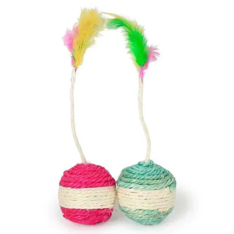 1Pc Cat Toy Sisal Scratching Ball  Pet Cat Supplies Feather Toy  Cat Toys Interactive Training Interactive Toy for Kitten