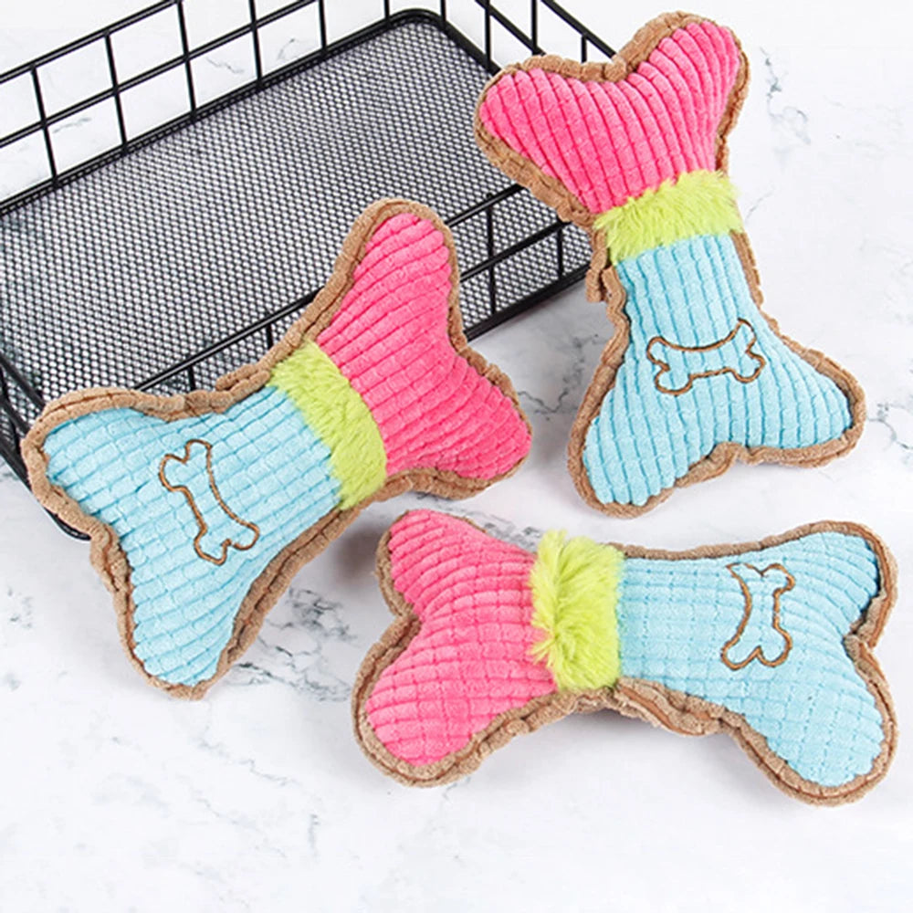 1PC Pet Sound Grinding Teeth Bite Resistant Cat Dog Plush Toy Supplies Corn Kernels Bone